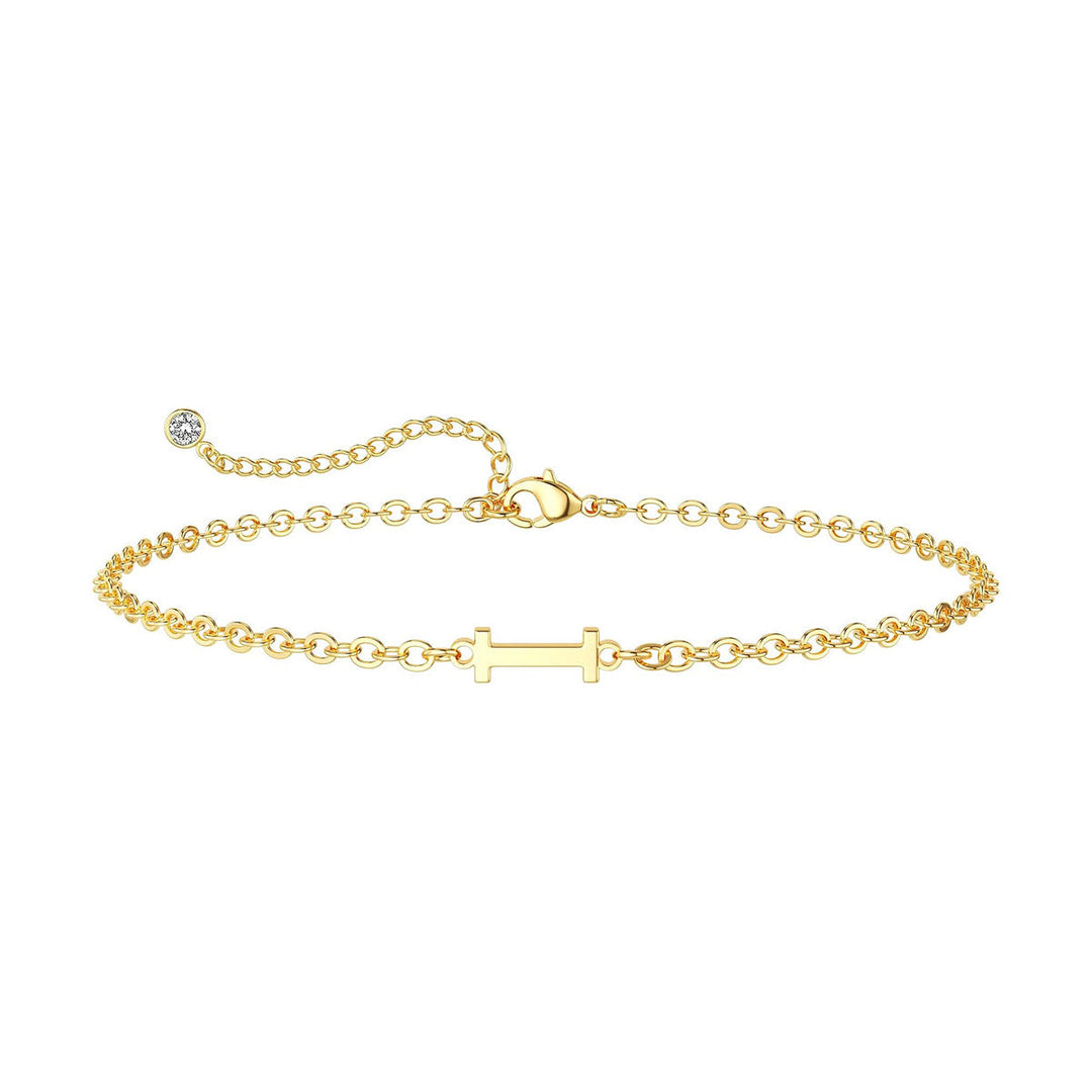 Women’s ankle bracelet with personalized initial and sparkling zirconia detail Nin Boutique