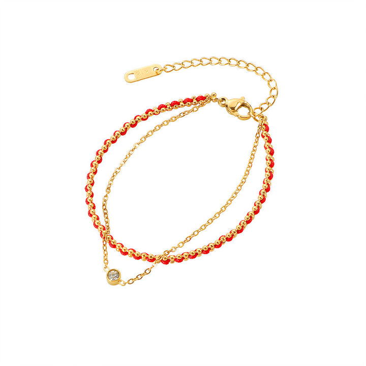 Women Two-Strand Gold-Accented Bead Anklet Nin Boutique