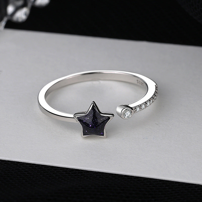 Women open ring with sparkling star pendant made of high-quality stainless steel Nin Boutique