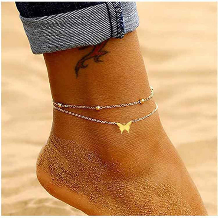 Ladies ankle bracelet with delicate butterfly pendant and elegant design Nin Boutique