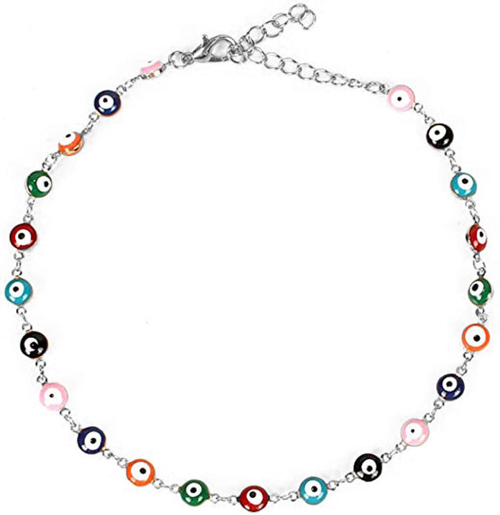 Ladies anklet with colorful protective eyes and delicate chain design Nin Boutique