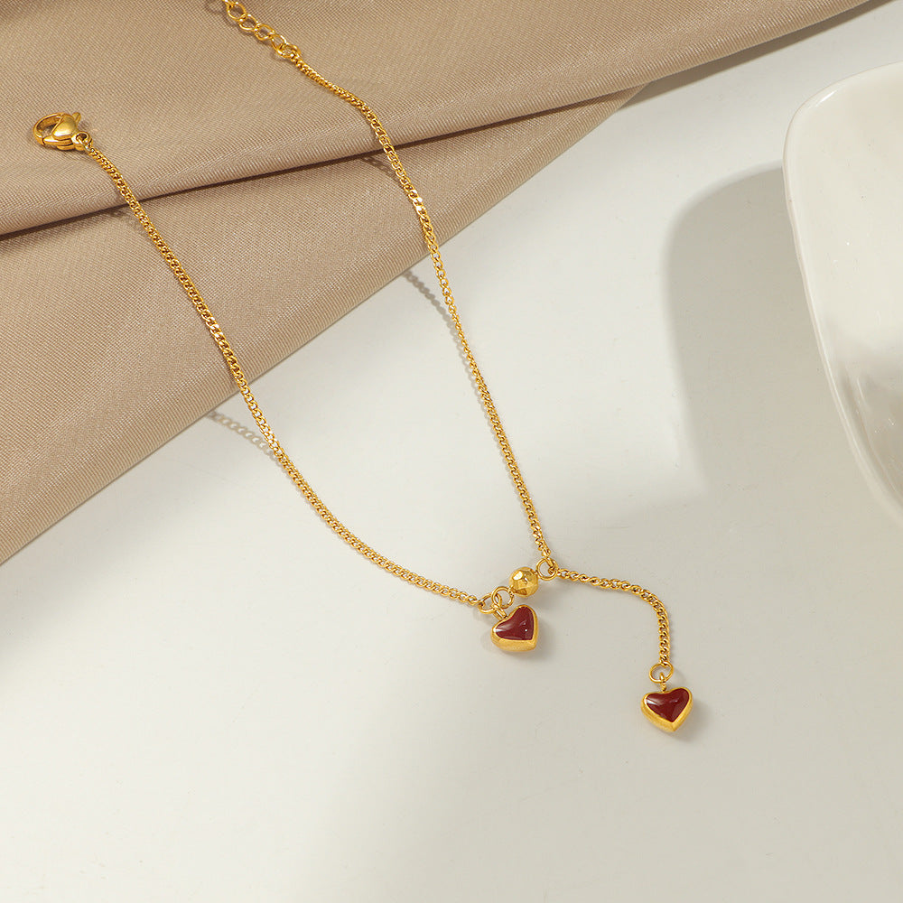 Ladies Heart Charm Adjustable Anklet Nin Boutique