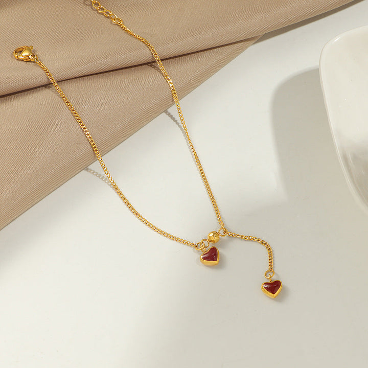 Ladies Heart Charm Adjustable Anklet Nin Boutique