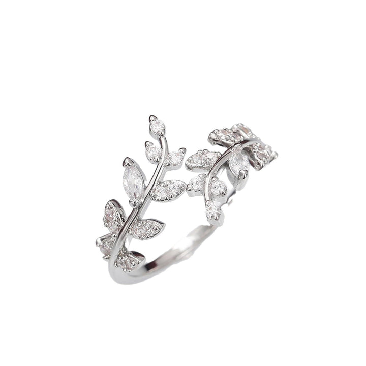 Women's ring with delicate leaf design and sparkling zirconia elements Nin Boutique
