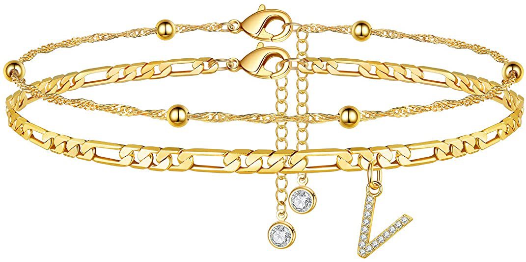 Women’s anklet with personalized pendant and sparkling zirconia elements Nin Boutique