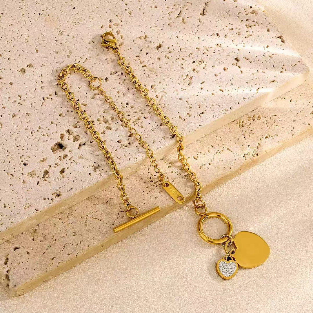 Women's anklet with elegant heart design and sparkling zirconia elements Nin Boutique