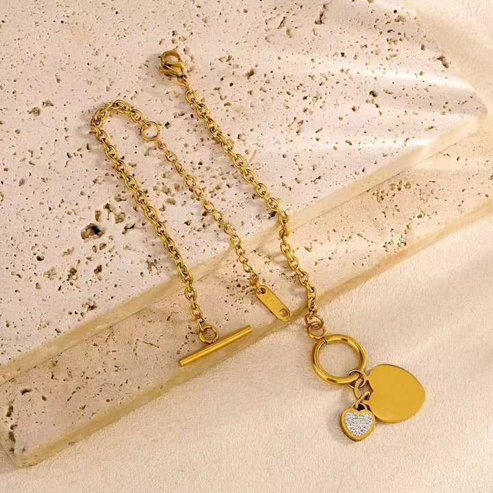 Women's anklet with elegant heart design and sparkling zirconia elements Nin Boutique