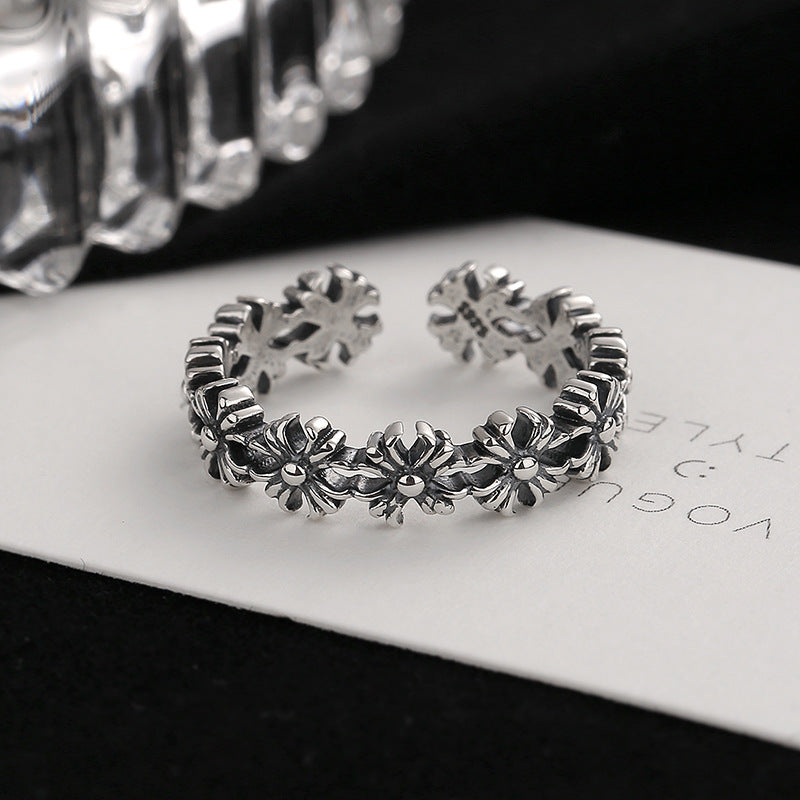Women's Open Ring with Floral Design Made of High-Quality Stainless Steel Nin Boutique