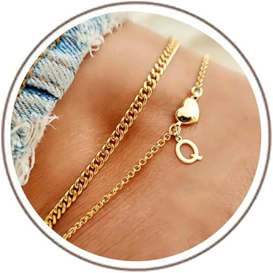 Ladies ankle bracelet with heart-shaped and initialized charm Nin Boutique