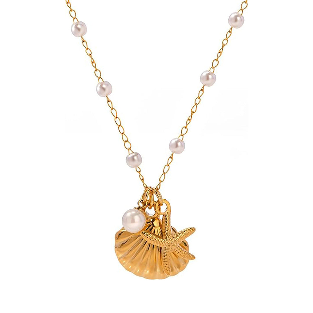 Women's necklace in maritime style with shells and pearl pendants Nin Boutique