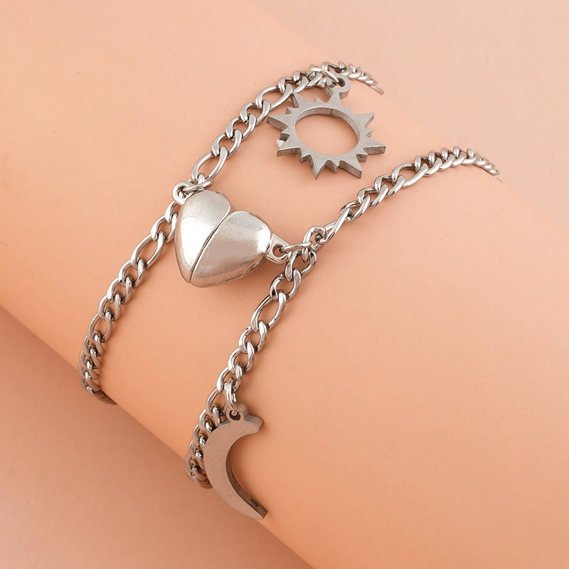 Women's Anklets with Moon and Heart Pendant Nin Boutique
