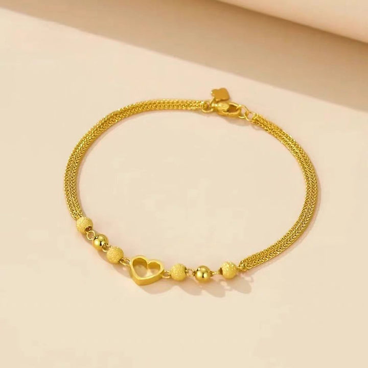 Women Heart-Embellished Gold Chain Anklet Nin Boutique