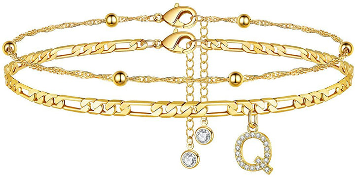 Women’s anklet with personalized pendant and sparkling zirconia elements Nin Boutique