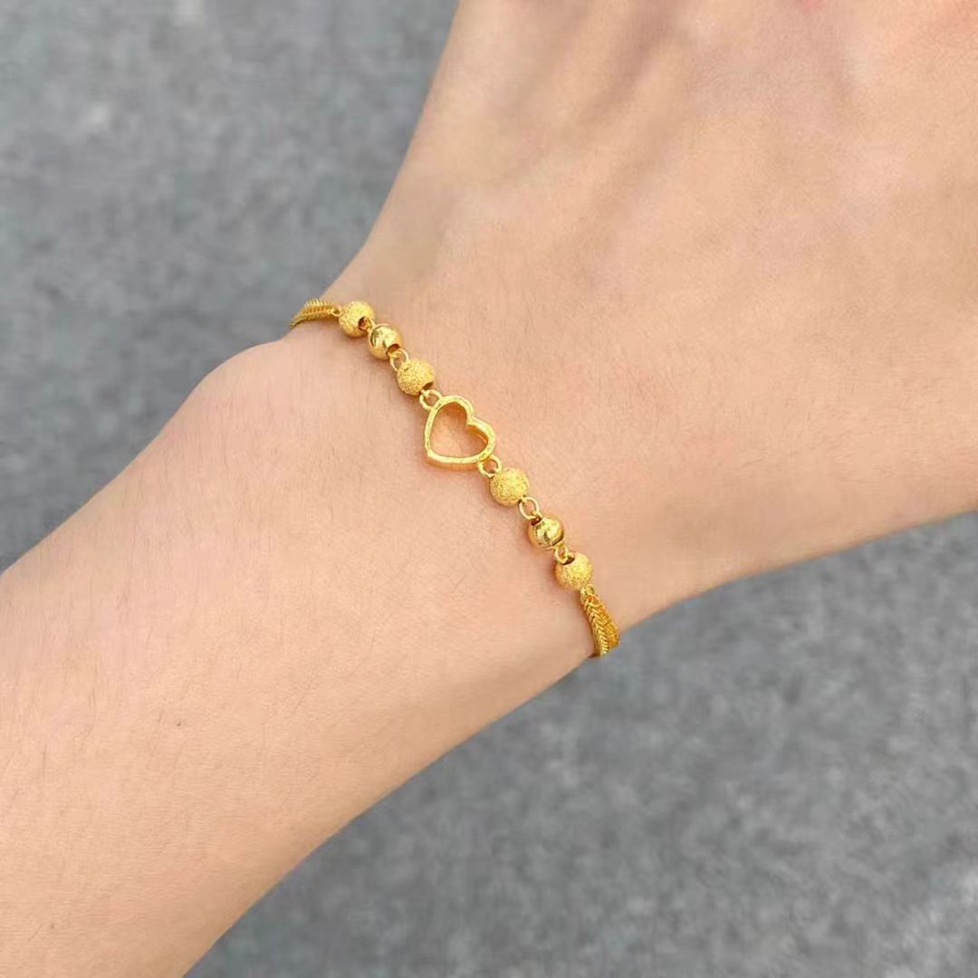 Women Heart-Embellished Gold Chain Anklet Nin Boutique