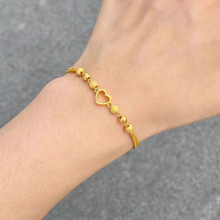 Women Heart-Embellished Gold Chain Anklet Nin Boutique