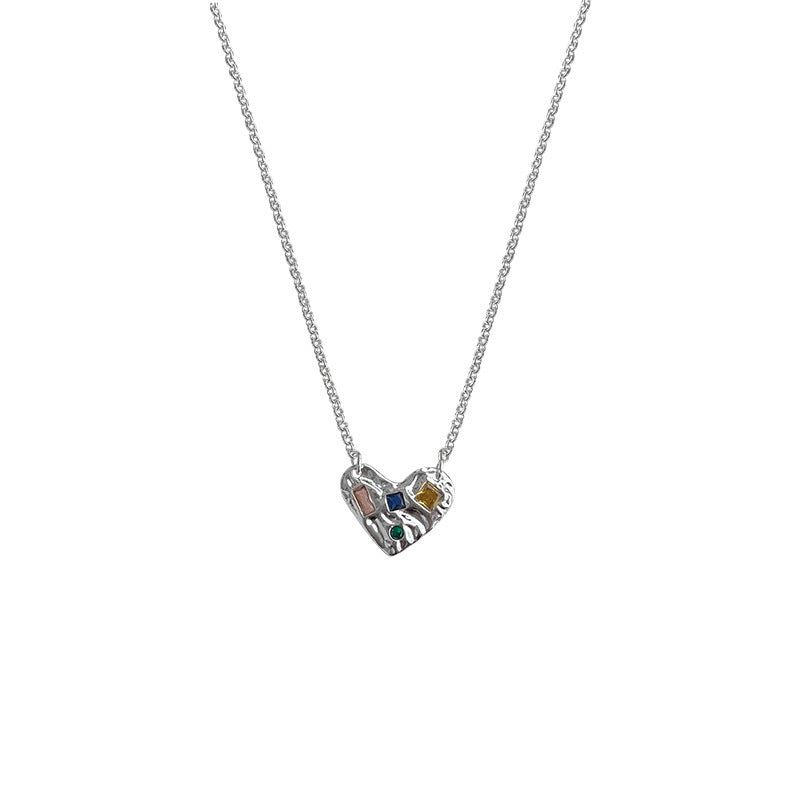 Women Heart Shaped Necklace with Sparkling Crystals Nin Boutique