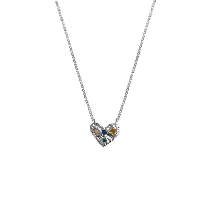 Women Heart Shaped Necklace with Sparkling Crystals Nin Boutique