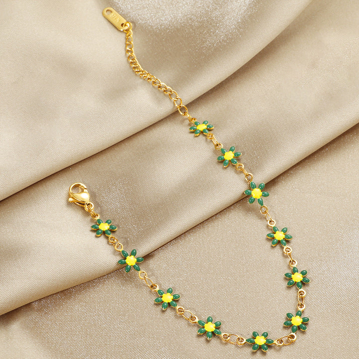 Women's Flower Charm Link Anklet Nin Boutique