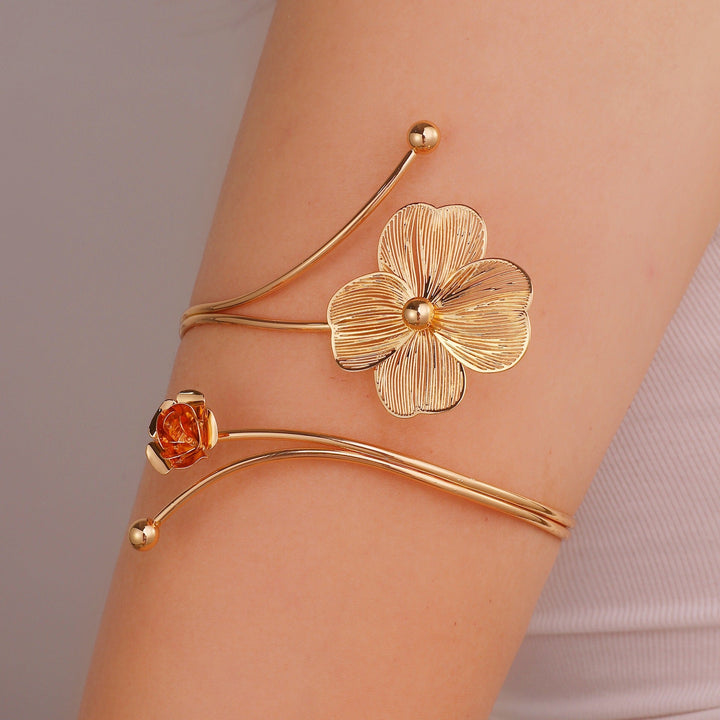 Women Open Cuff with Floral Accents Nin Boutique