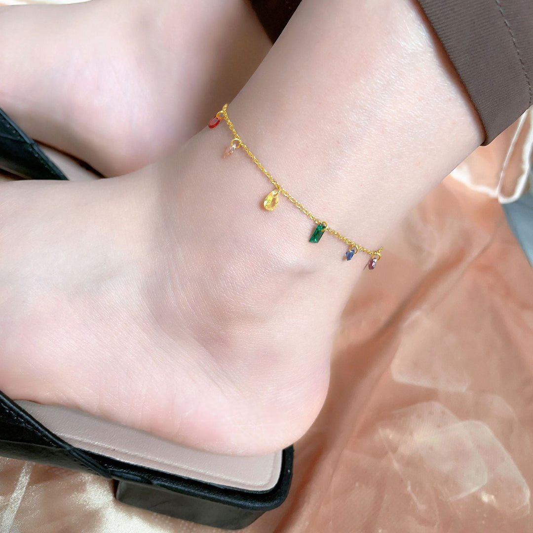 Ladies ankle bracelet with colorful crystal pendants Nin Boutique
