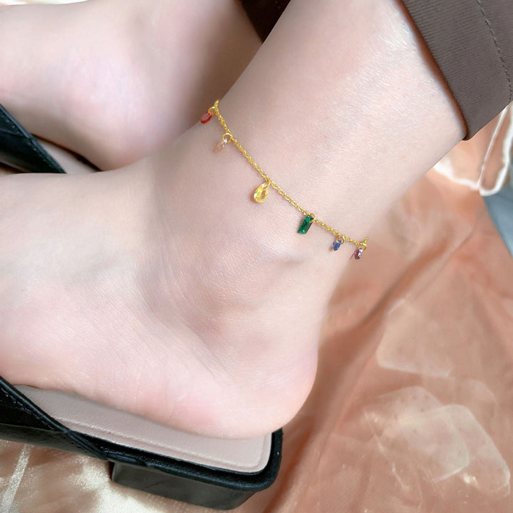 Ladies ankle bracelet with colorful crystal pendants Nin Boutique