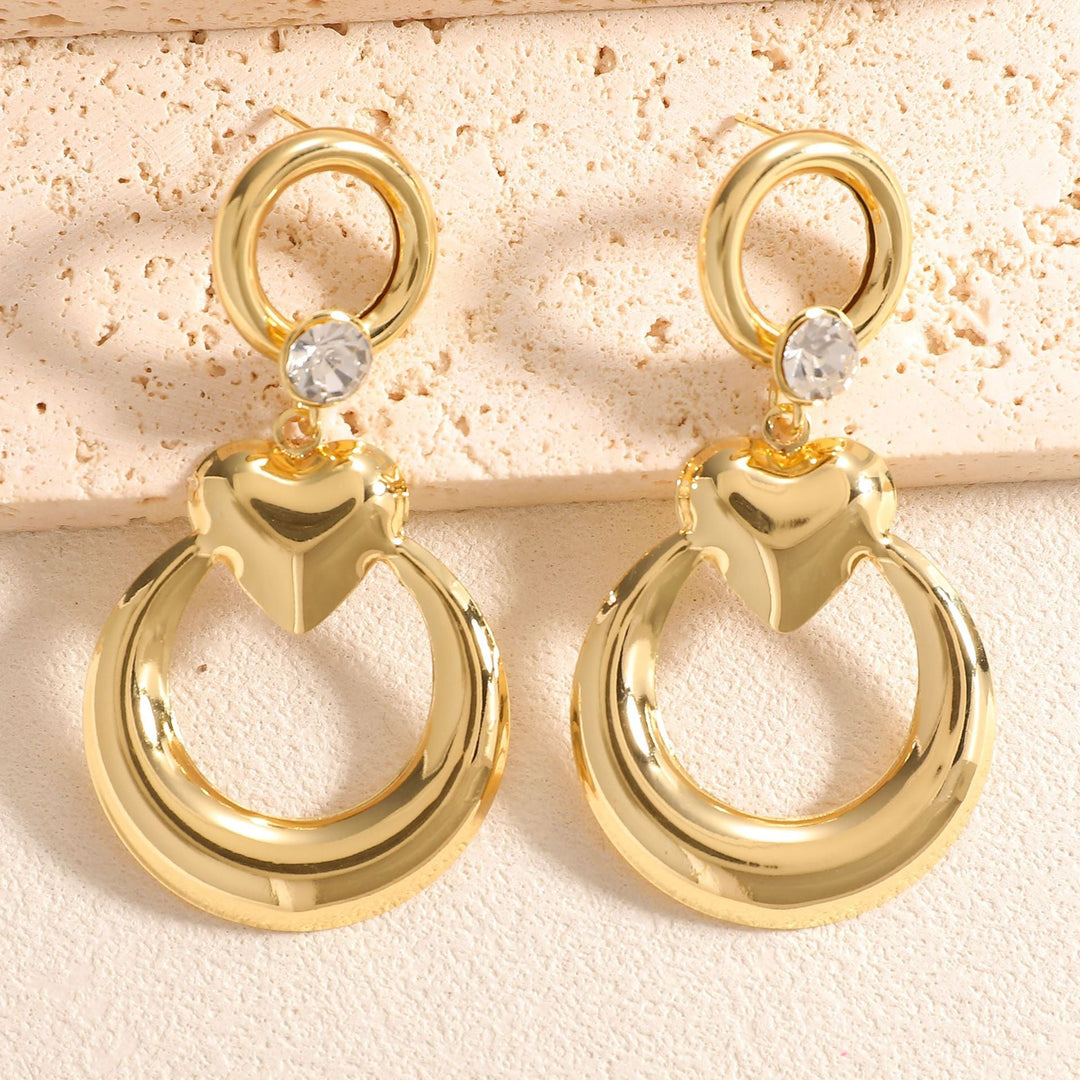Ladies earrings with modern heart and ring design Nin Boutique
