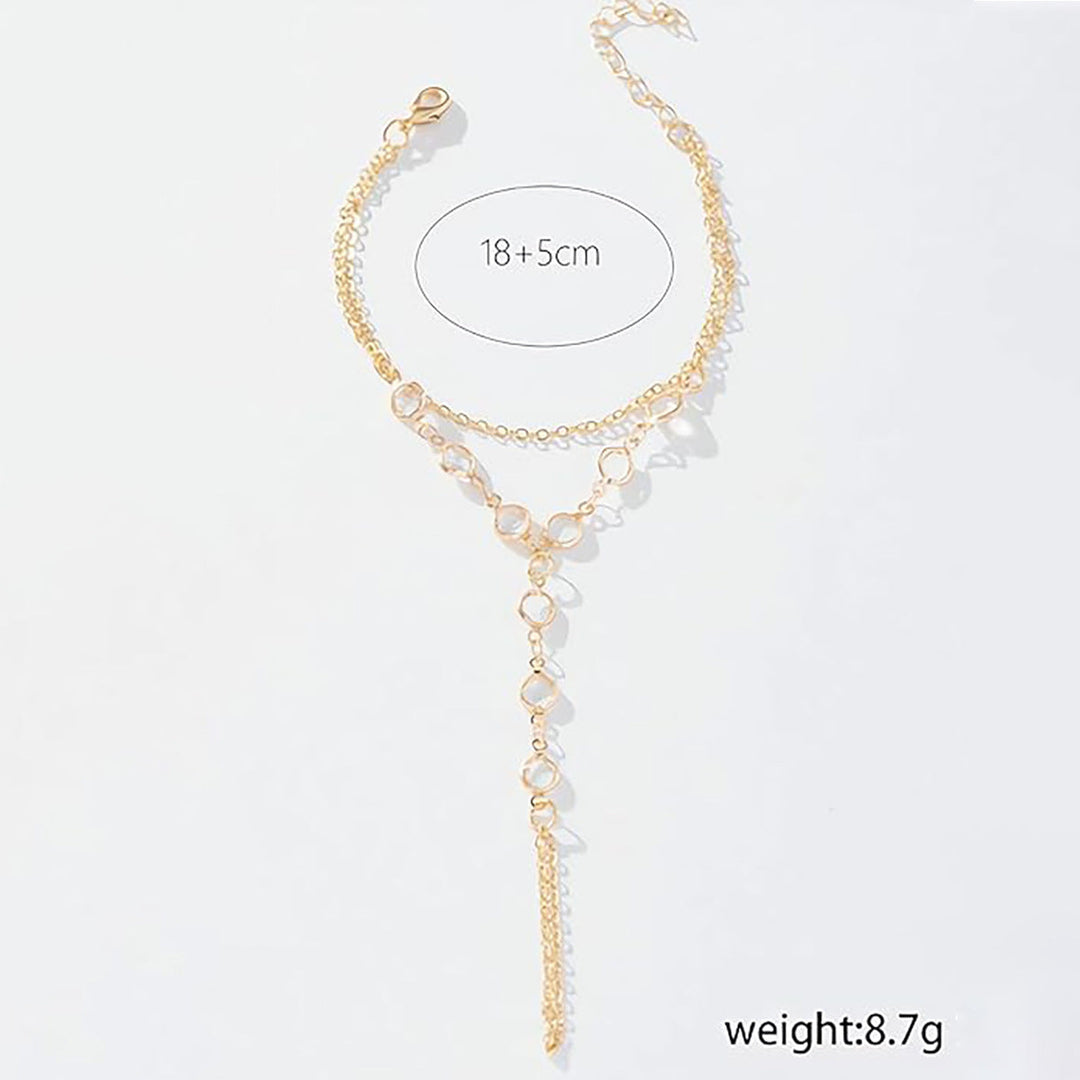 Ladies delicate ankle bracelet with elegant link and crystal accents Nin Boutique