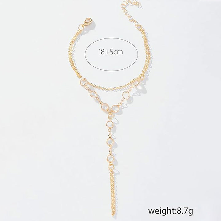 Ladies delicate ankle bracelet with elegant link and crystal accents Nin Boutique