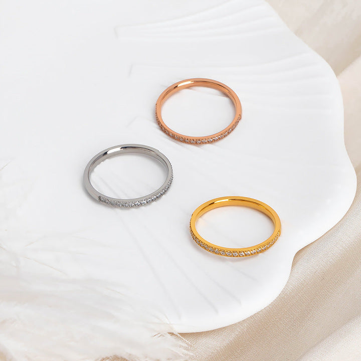 Ladies delicate ring with sparkling zirconia stones Nin Boutique