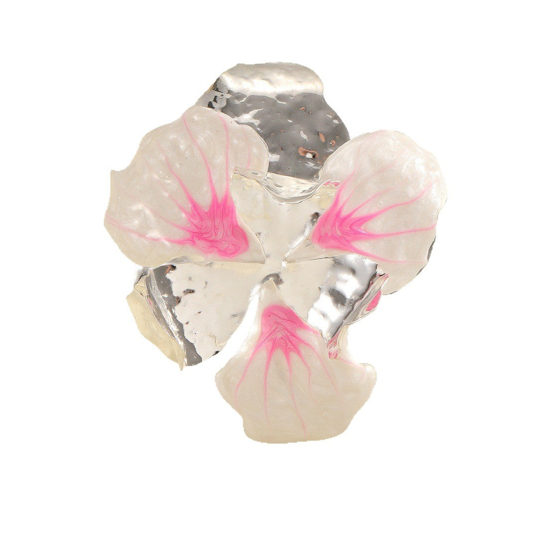 Women's flower-shaped ring made of shiny metal and high-quality epoxy resin Nin Boutique