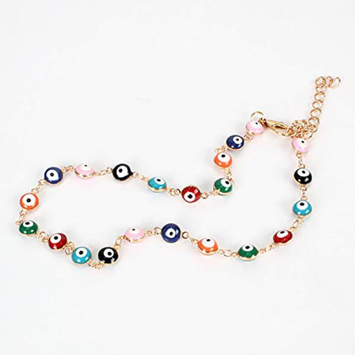 Ladies anklet with colorful protective eyes and delicate chain design Nin Boutique