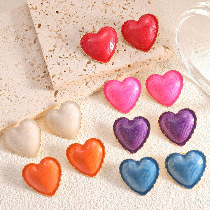 Women’s stud earrings with intricate heart design made of high-quality epoxy resin Nin Boutique