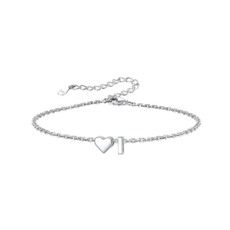 Women's ankle bracelet with personalized heart and letter pendant Nin Boutique