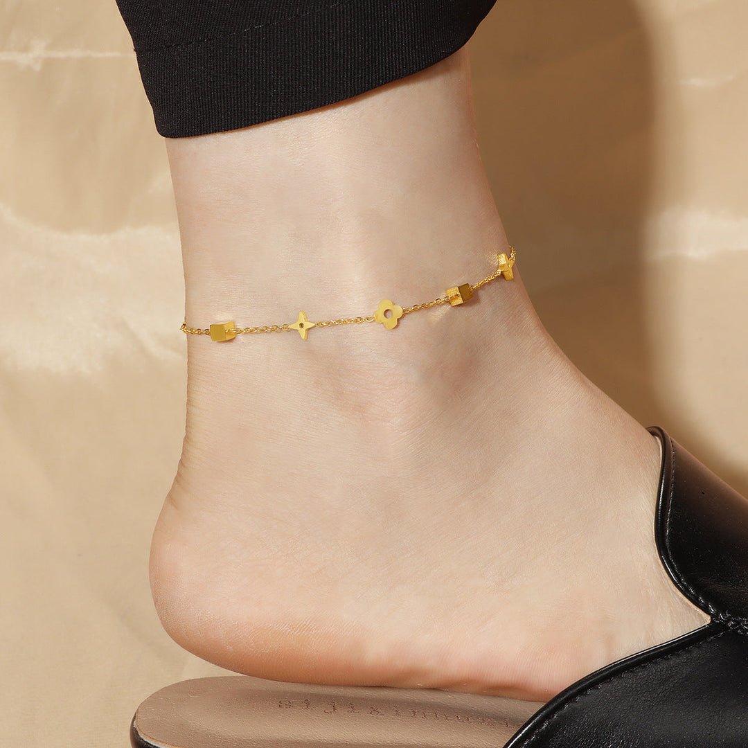 Women’s ankle bracelet with geometric charms Nin Boutique