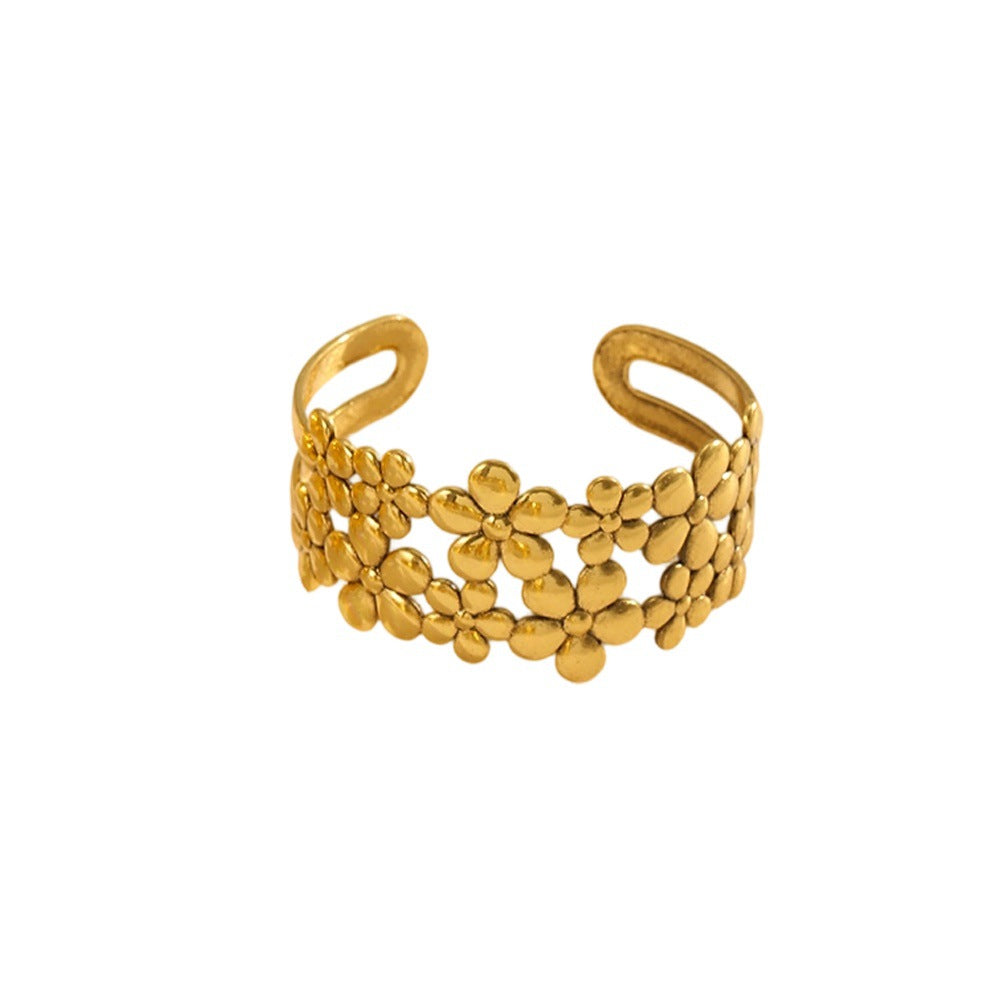 Women's Open Bracelet with Floral Motifs and Artistic Design Nin Boutique