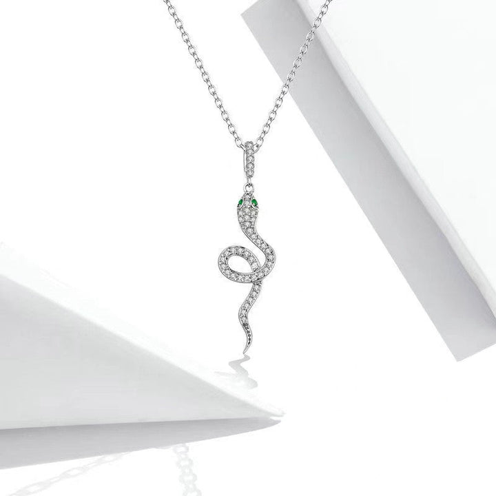 Women's necklace with playful snake pendant and sparkling zirconia Nin Boutique