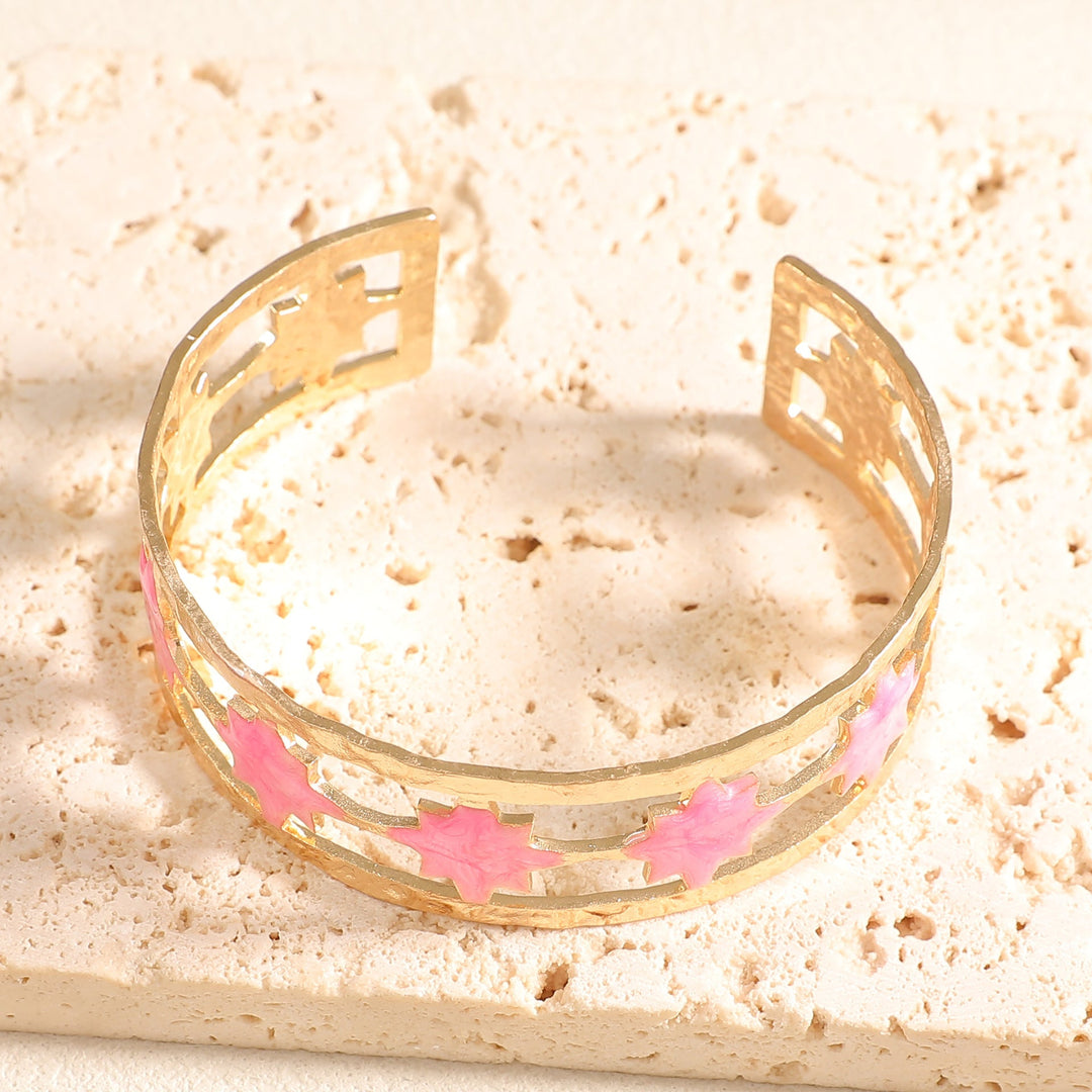 Women's Open Bangle with Elegant Leaf Design Nin Boutique