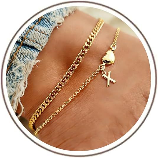 Ladies ankle bracelet with heart-shaped and initialized charm Nin Boutique