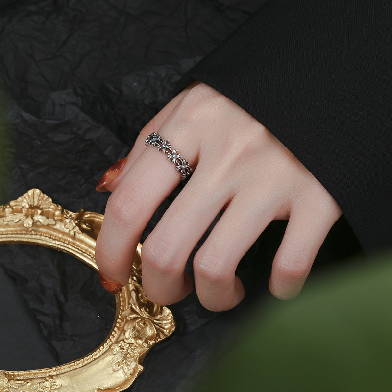 Women's Open Ring with Floral Design Made of High-Quality Stainless Steel Nin Boutique