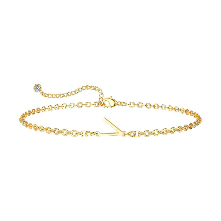 Women’s ankle bracelet with personalized initial and sparkling zirconia detail Nin Boutique