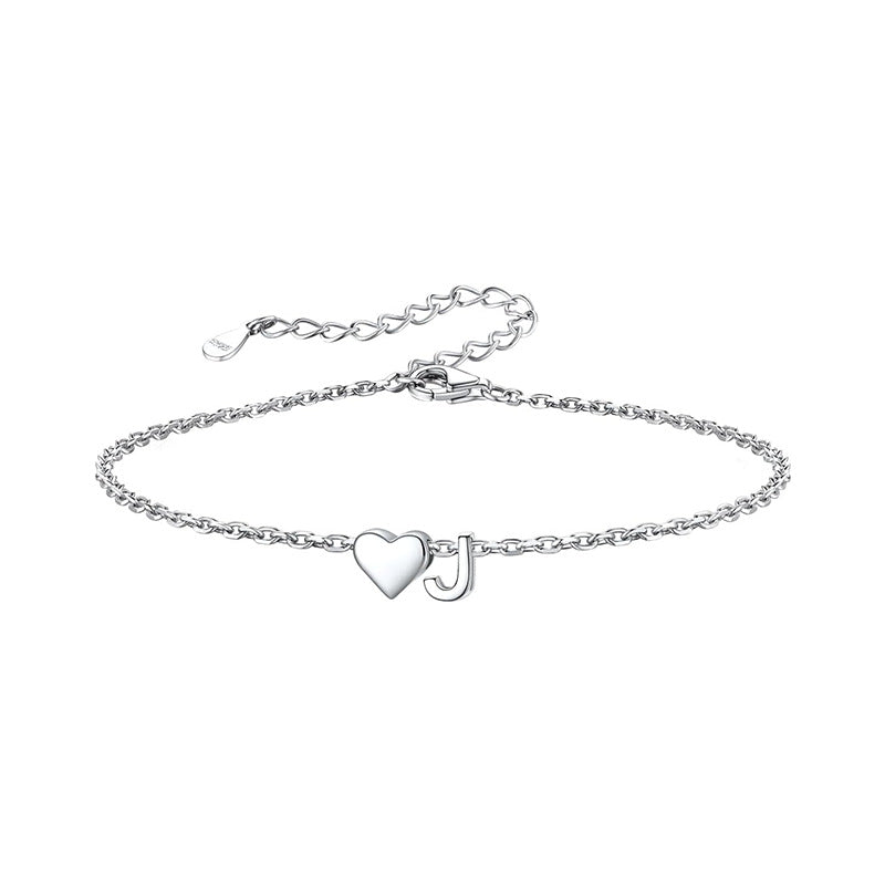 Women's ankle bracelet with personalized heart and letter pendant Nin Boutique