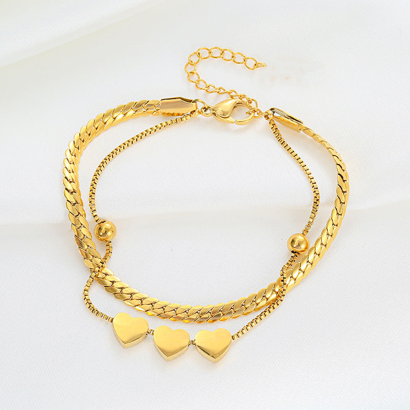 Ladies ankle bracelet with playful heart design and elegant chain style Nin Boutique