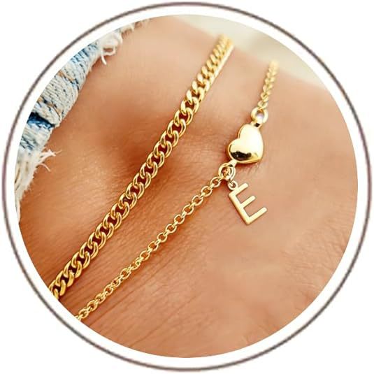 Ladies ankle bracelet with heart-shaped and initialized charm Nin Boutique