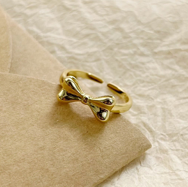 Women's Open Ring with Artistic Bow Design Nin Boutique