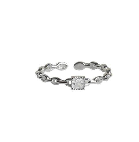 Women's Open Ring with Elegant Chain Design and Sparkling Zirconia Nin Boutique