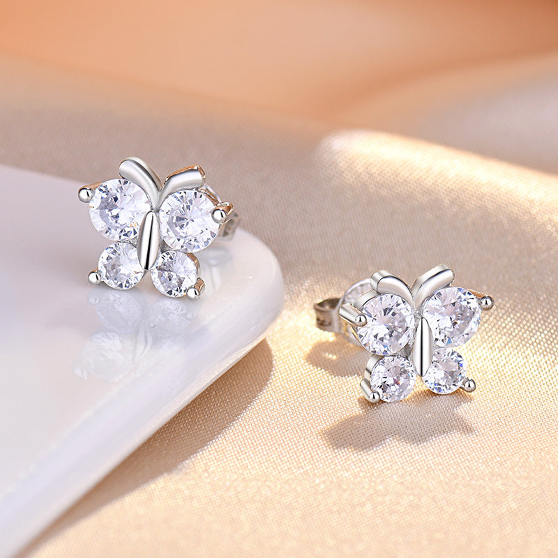 Ladies earrings in elegant butterfly design with sparkling zirconia Nin Boutique