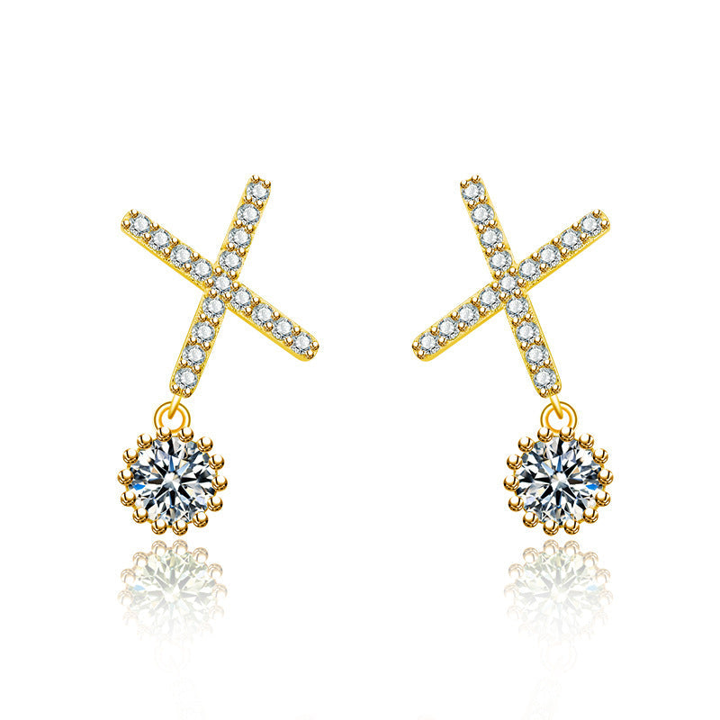 Ladies Sparkling Ear Hoops with Cross-Shaped Design Nin Boutique
