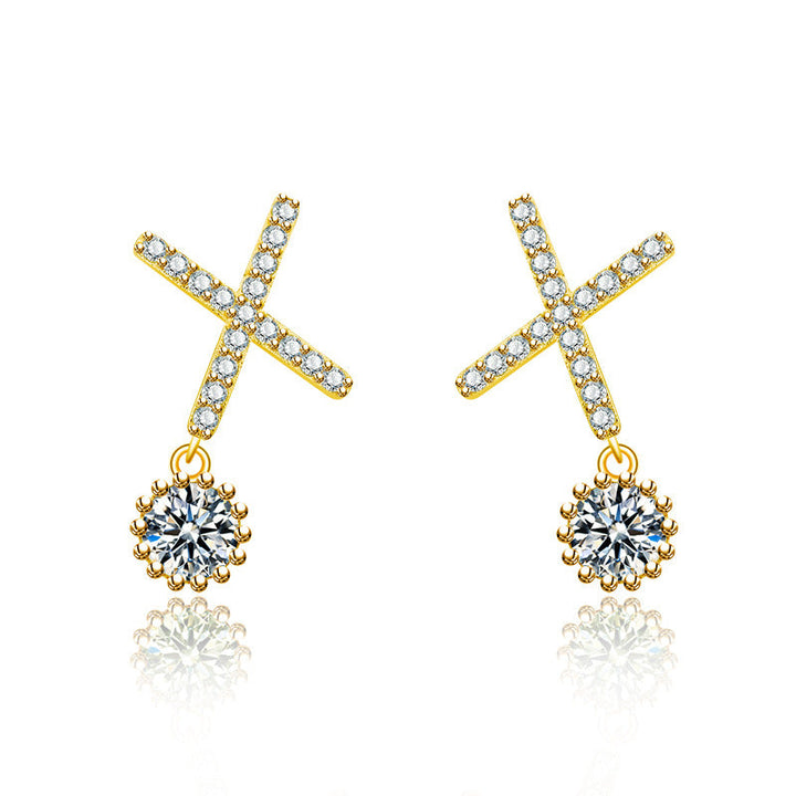 Ladies Sparkling Ear Hoops with Cross-Shaped Design Nin Boutique
