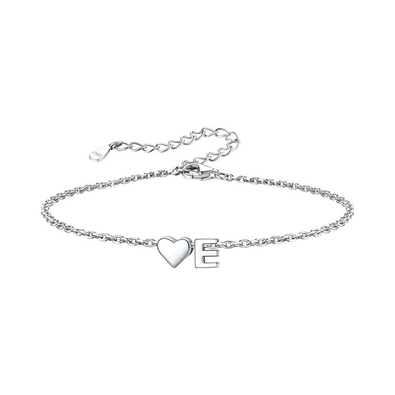 Women's ankle bracelet with personalized heart and letter pendant Nin Boutique