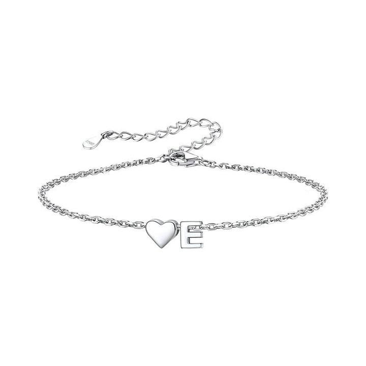 Women's ankle bracelet with personalized heart and letter pendant Nin Boutique